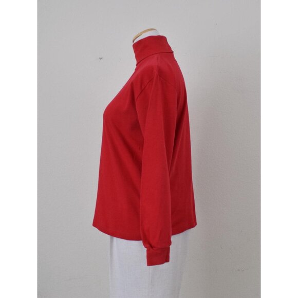 Vintage 90s Red Turtle Neck Cotton shirt |‎ size M - Picture 2 of 10